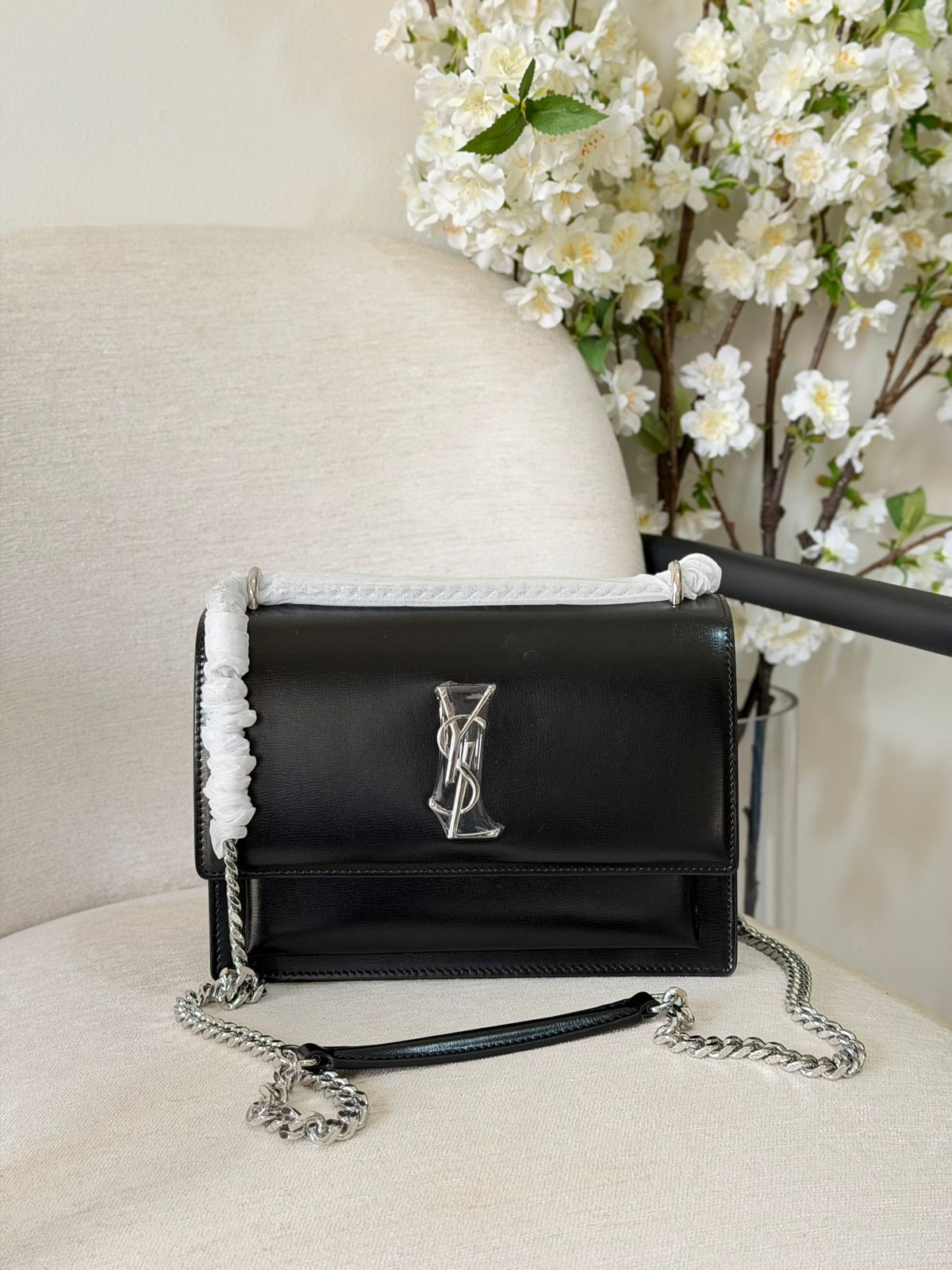 YSL Medium Sunset Logo Shoulder Bag