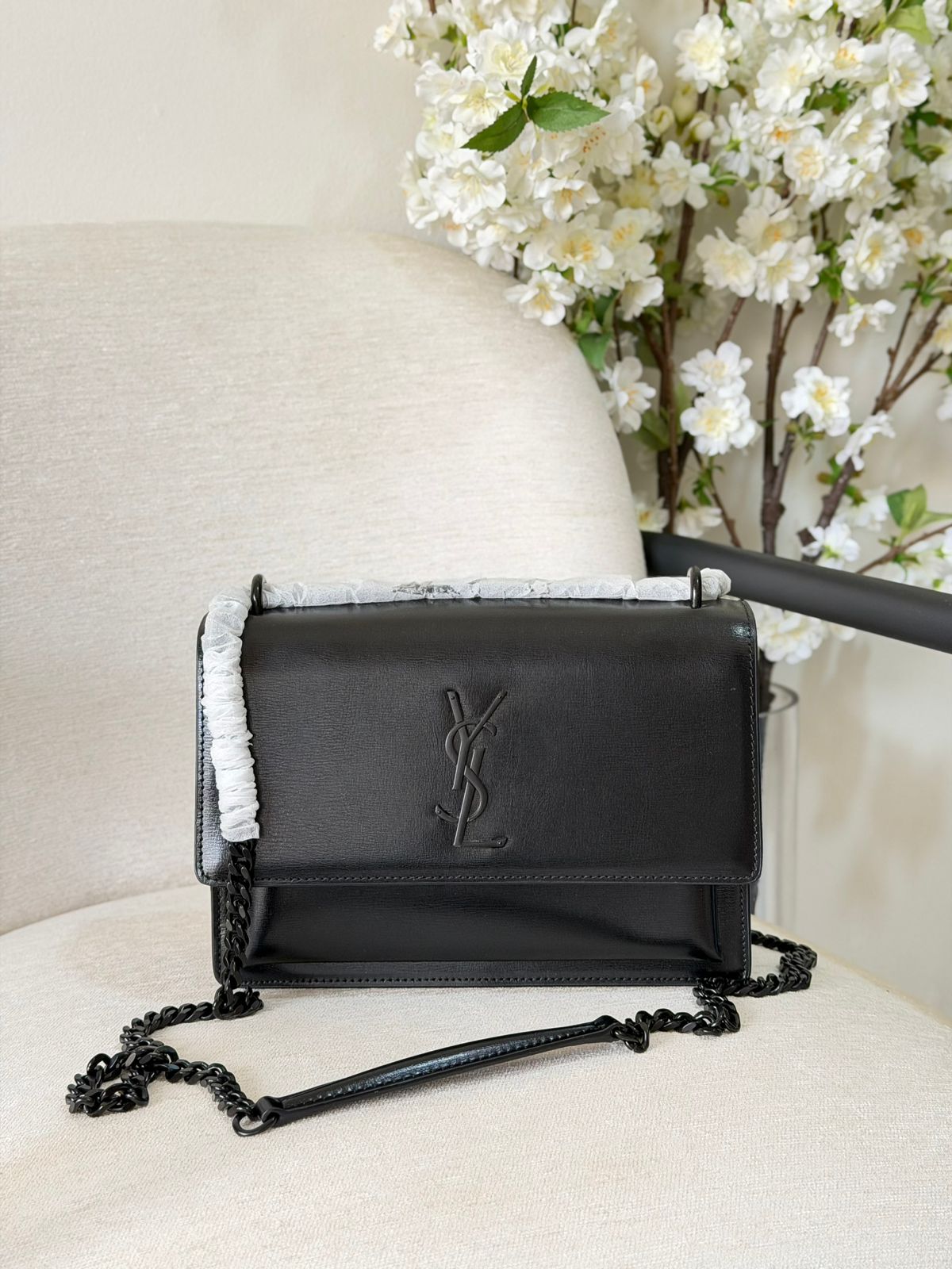 YSL Medium Sunset Logo Shoulder Bag