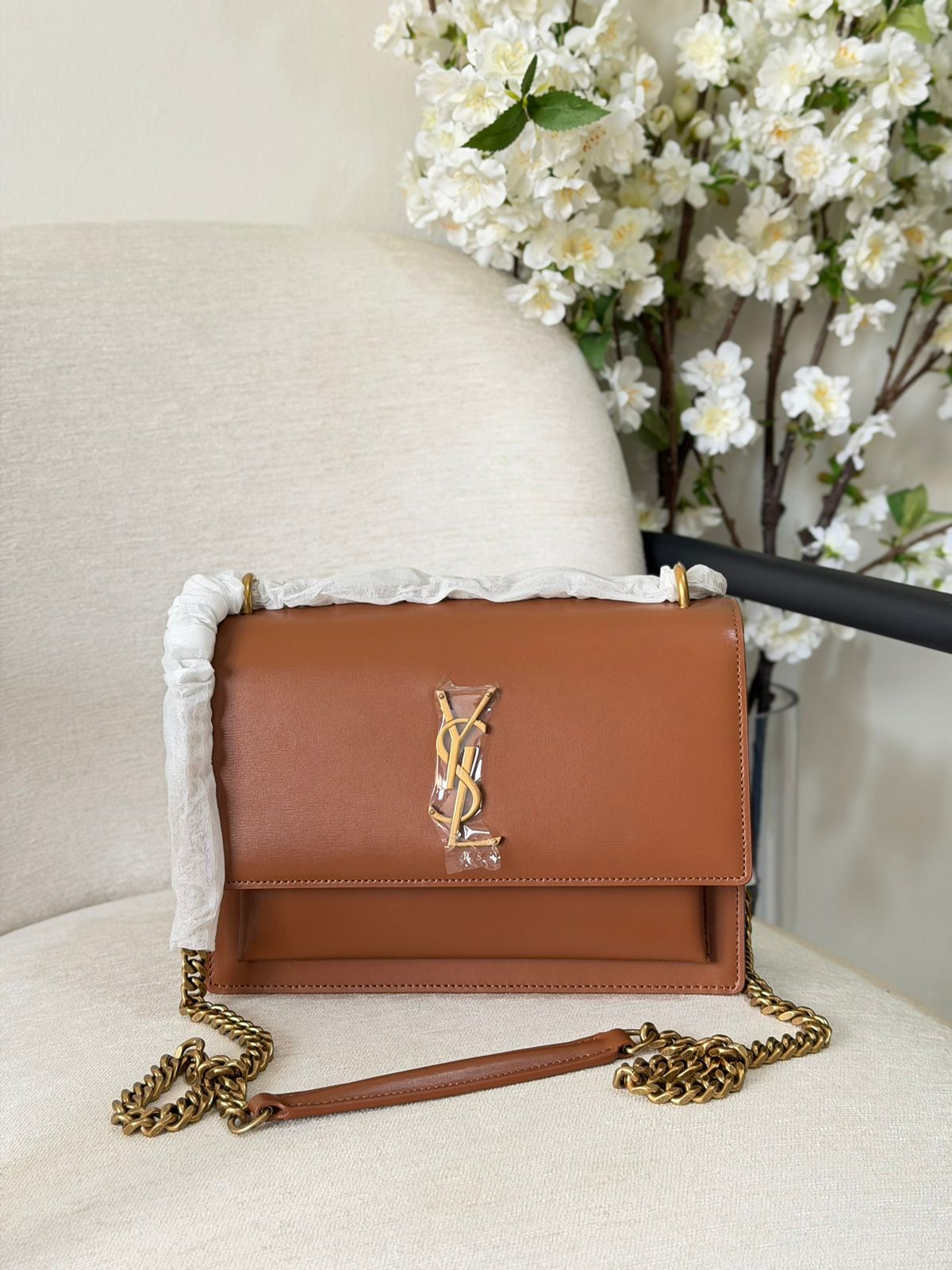 YSL Medium Sunset Logo Shoulder Bag