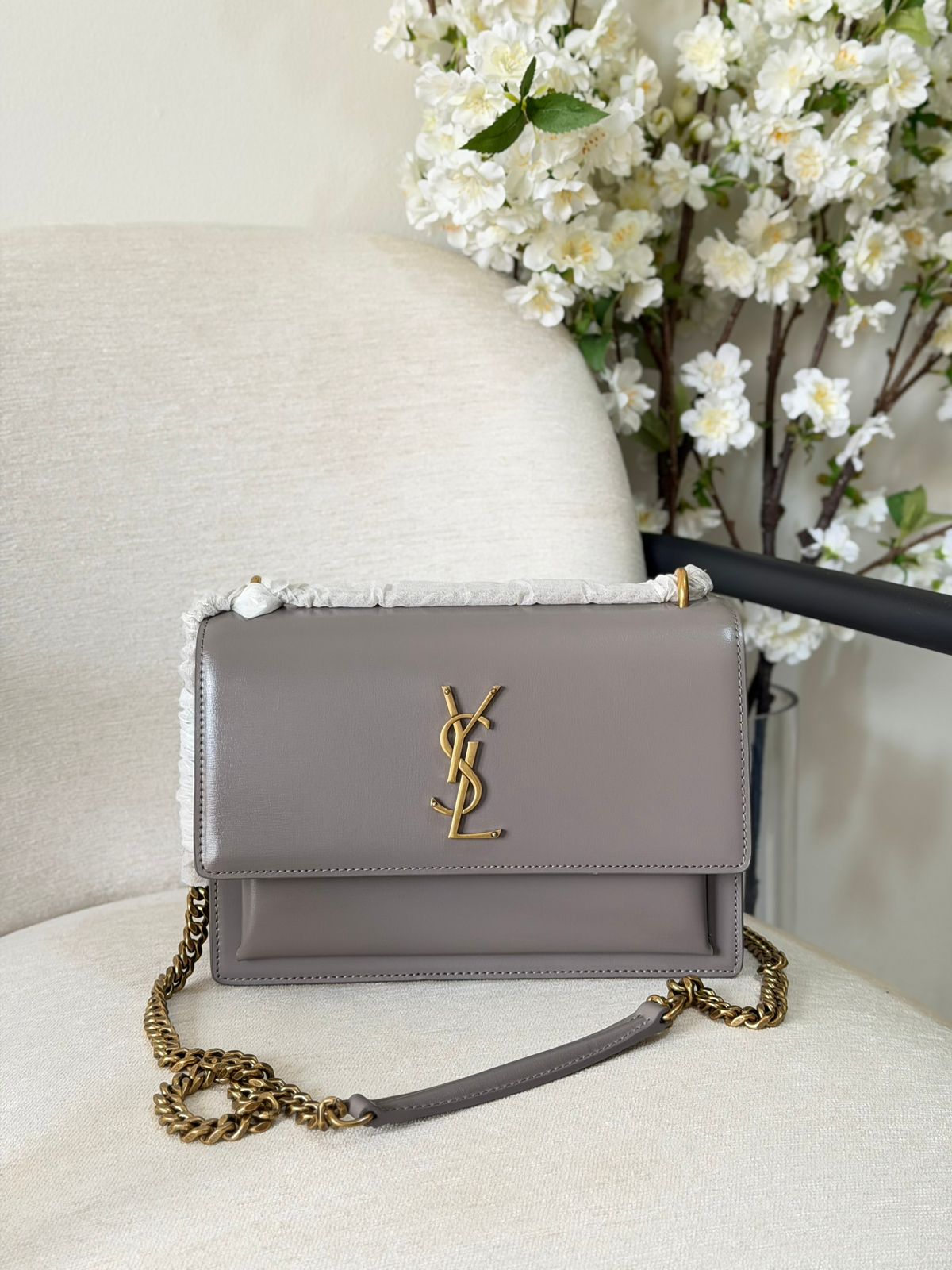 YSL Medium Sunset Logo Shoulder Bag