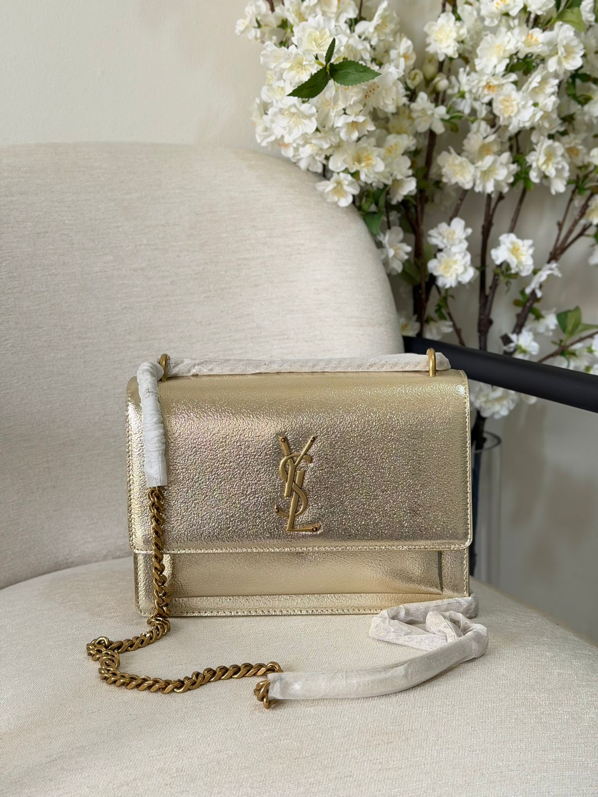 YSL Medium Sunset Logo Shoulder Bag
