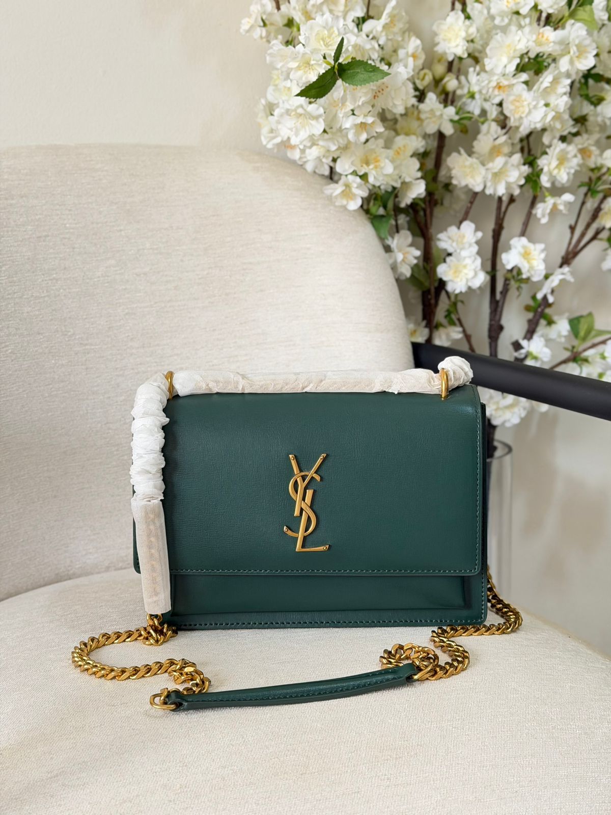 YSL Medium Sunset Logo Shoulder Bag