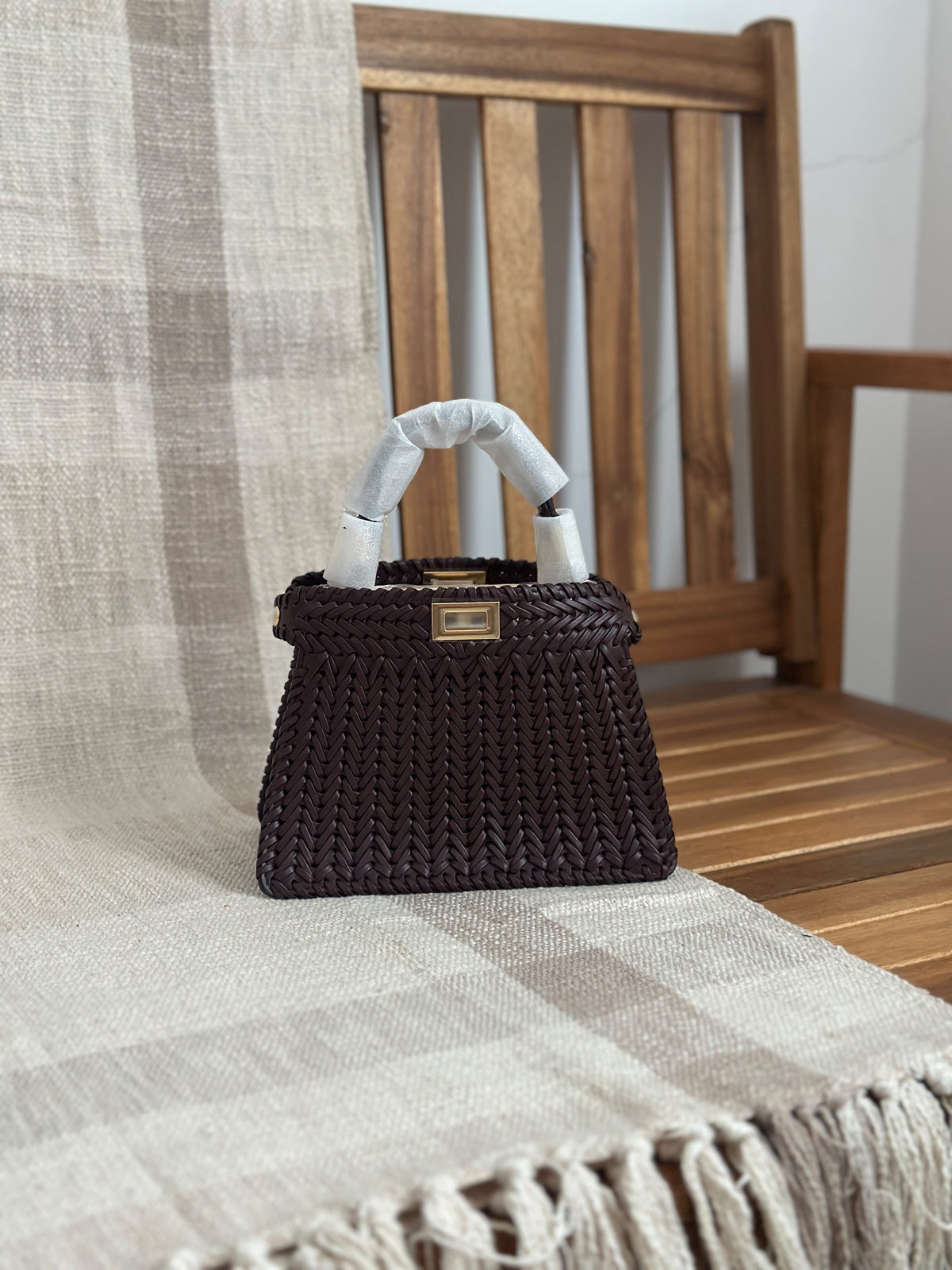 Fendi Peekaboo Dionee Woven Handbag 20 cm
