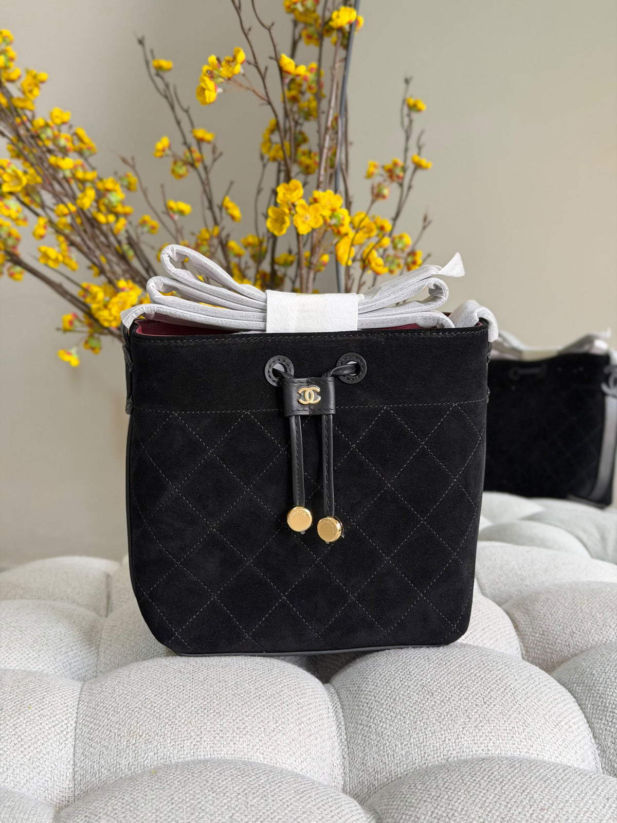 Chanel Mini Bucket Suede Bag