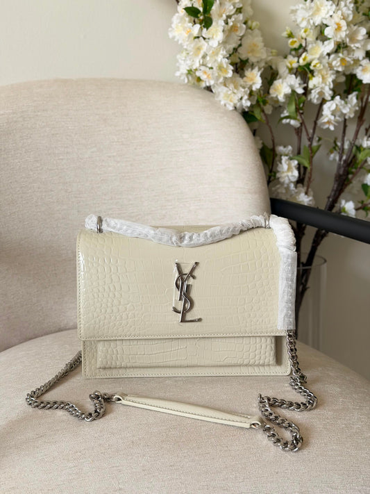 YSL Sunset Crocodile Embossed Leather With Chain