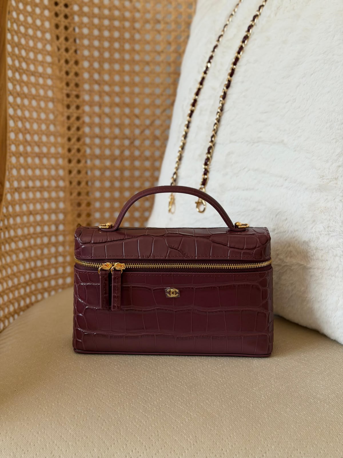 Chanel Slim Vanity Crocodile Embossed Bag