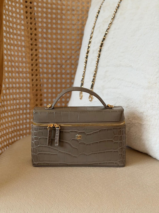 Chanel Slim Vanity Crocodile Embossed Bag