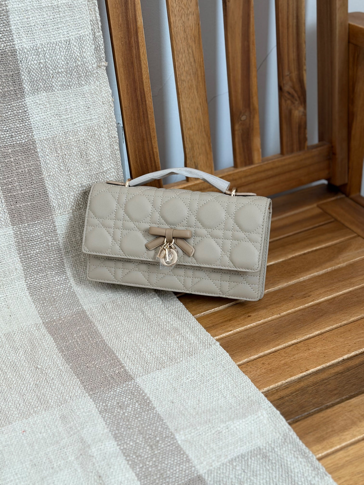 Christian Dior Mini Bag Lambskin Leather With Bow
