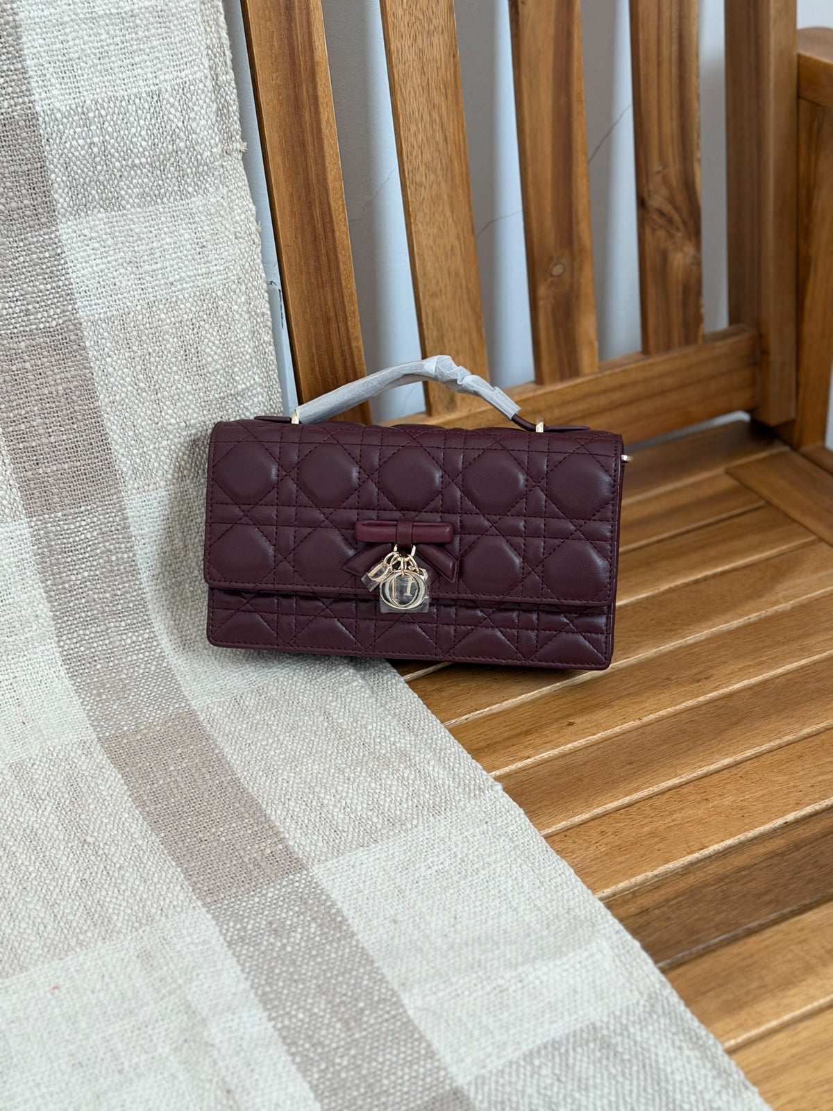 Christian Dior Mini Bag Lambskin Leather With Bow