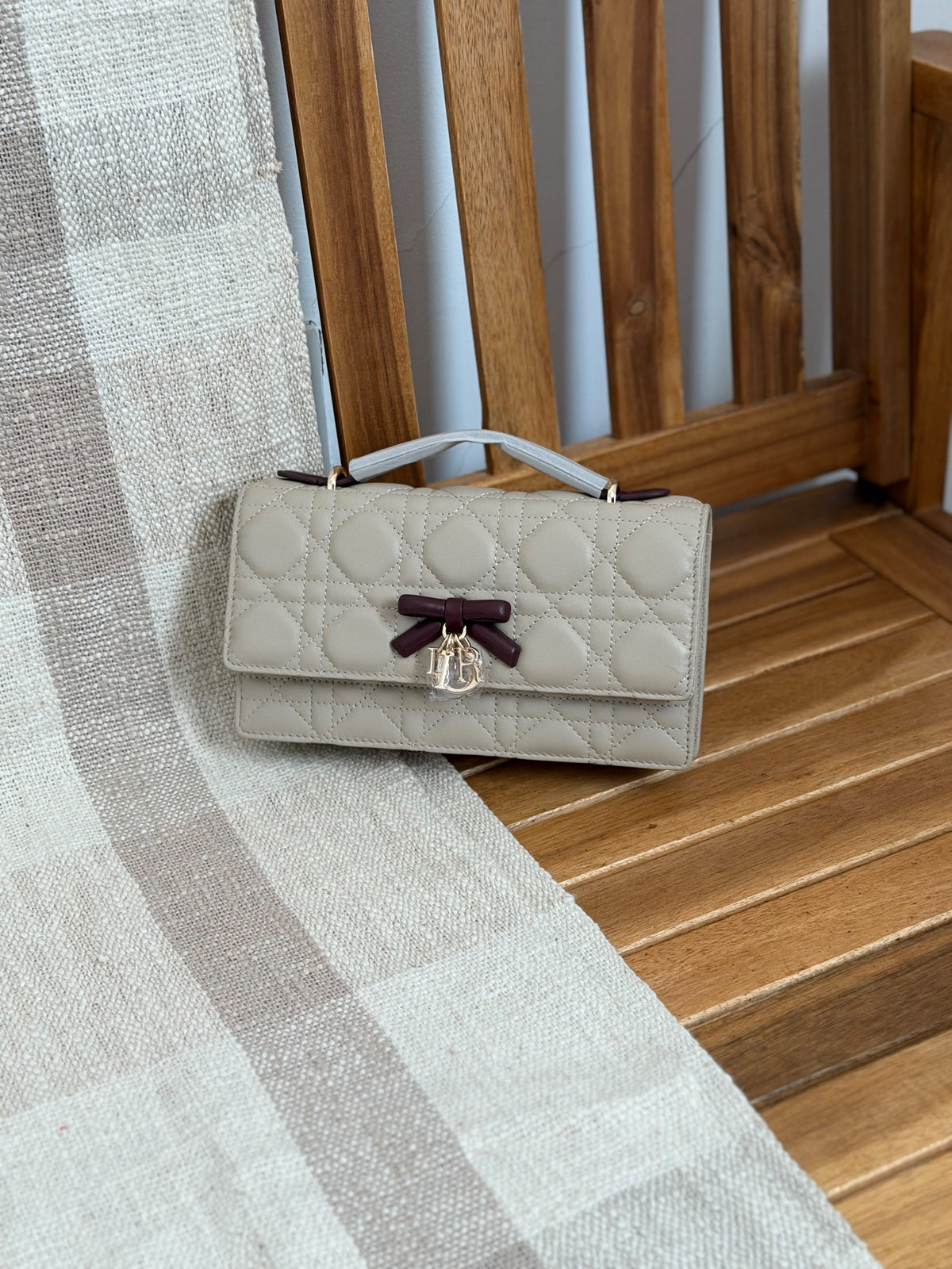 Christian Dior Mini Bag Lambskin Leather With Bow
