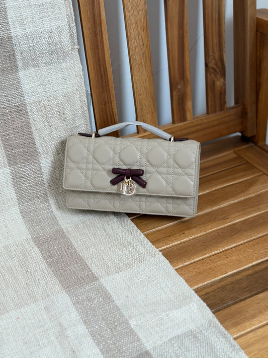 Christian Dior Mini Bag Lambskin Leather With Bow