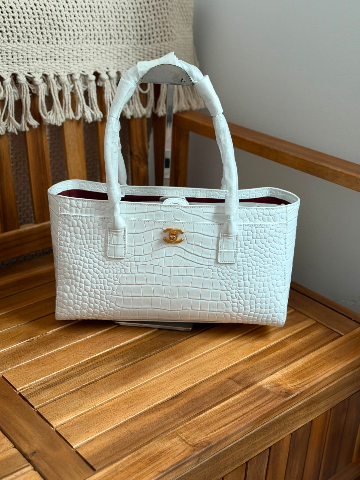 Chanel Crocodile Emossed Leather Hand bag 36 CM