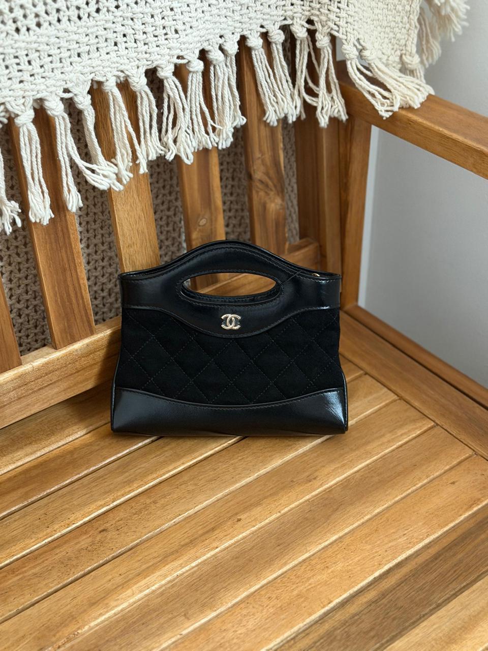 Chanel 2 Tone Suede & Leather Shouler Bag