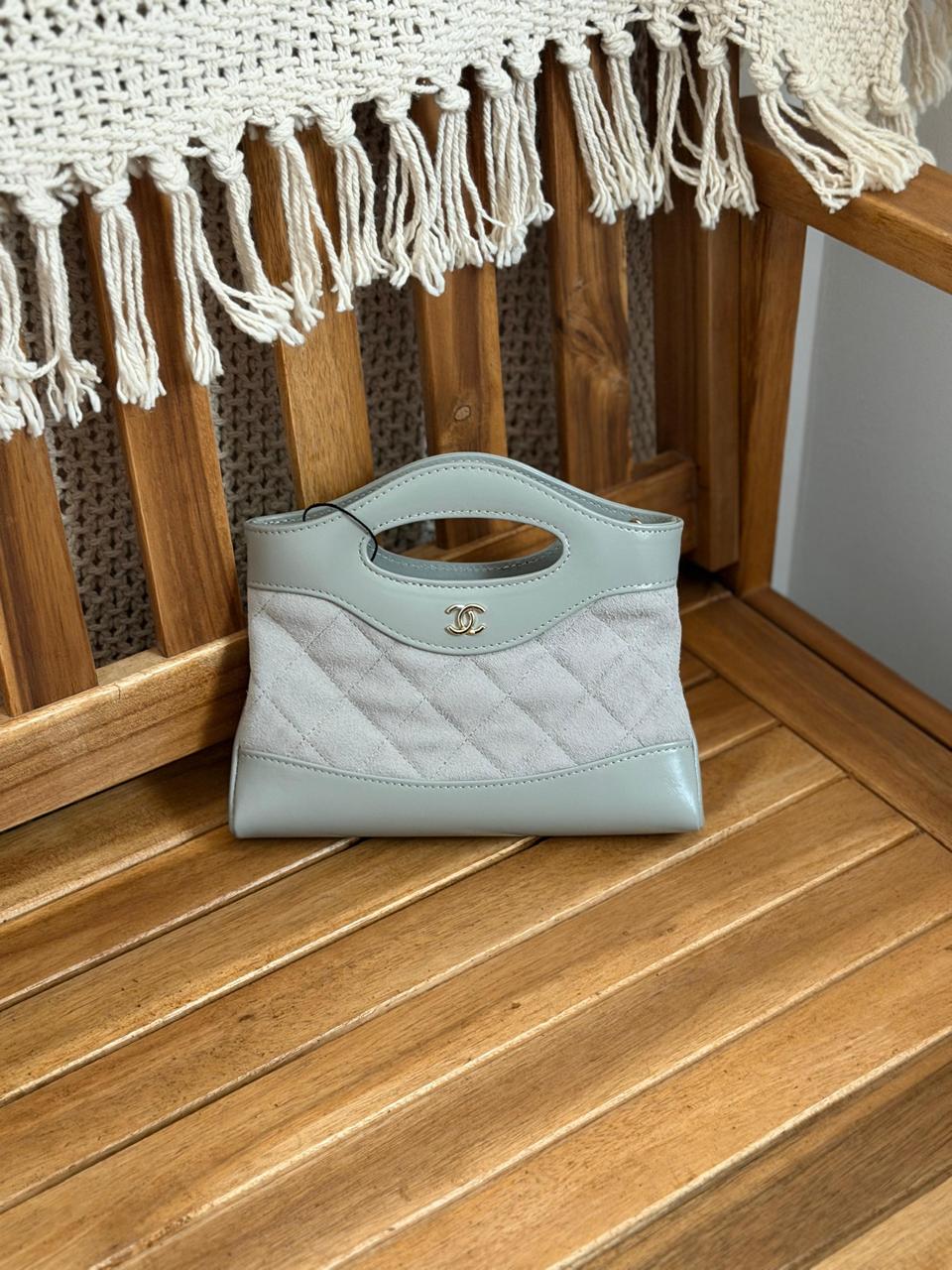 Chanel 2 Tone Suede & Leather Shouler Bag