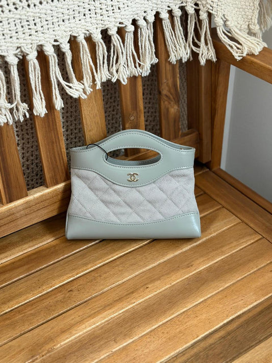 Chanel 2 Tone Suede & Leather Shouler Bag