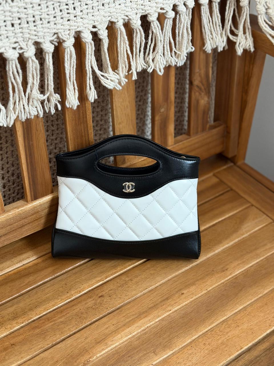 Chanel 2 Tone Leather Shouler Bag