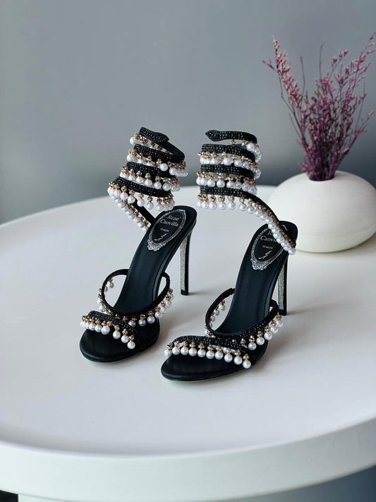 Rene Caovilla Chandelier Sandals With Pearls