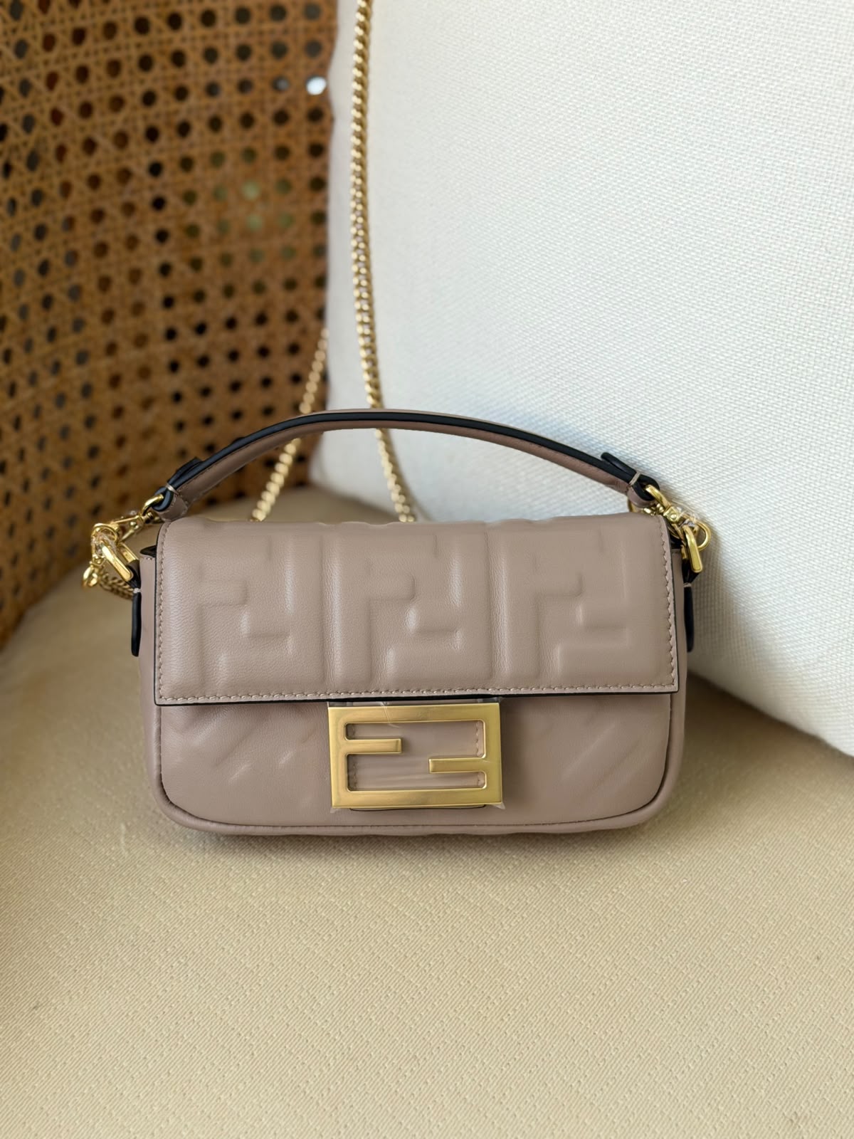 Fendi Light Beige Leather Mini Bag