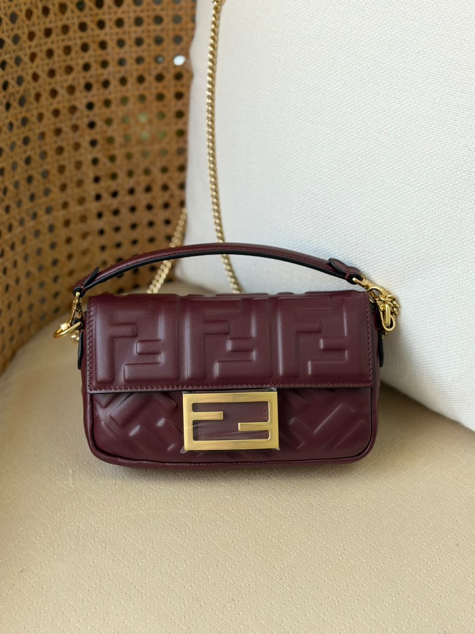 Fendi Maroon Leather Mini Bag