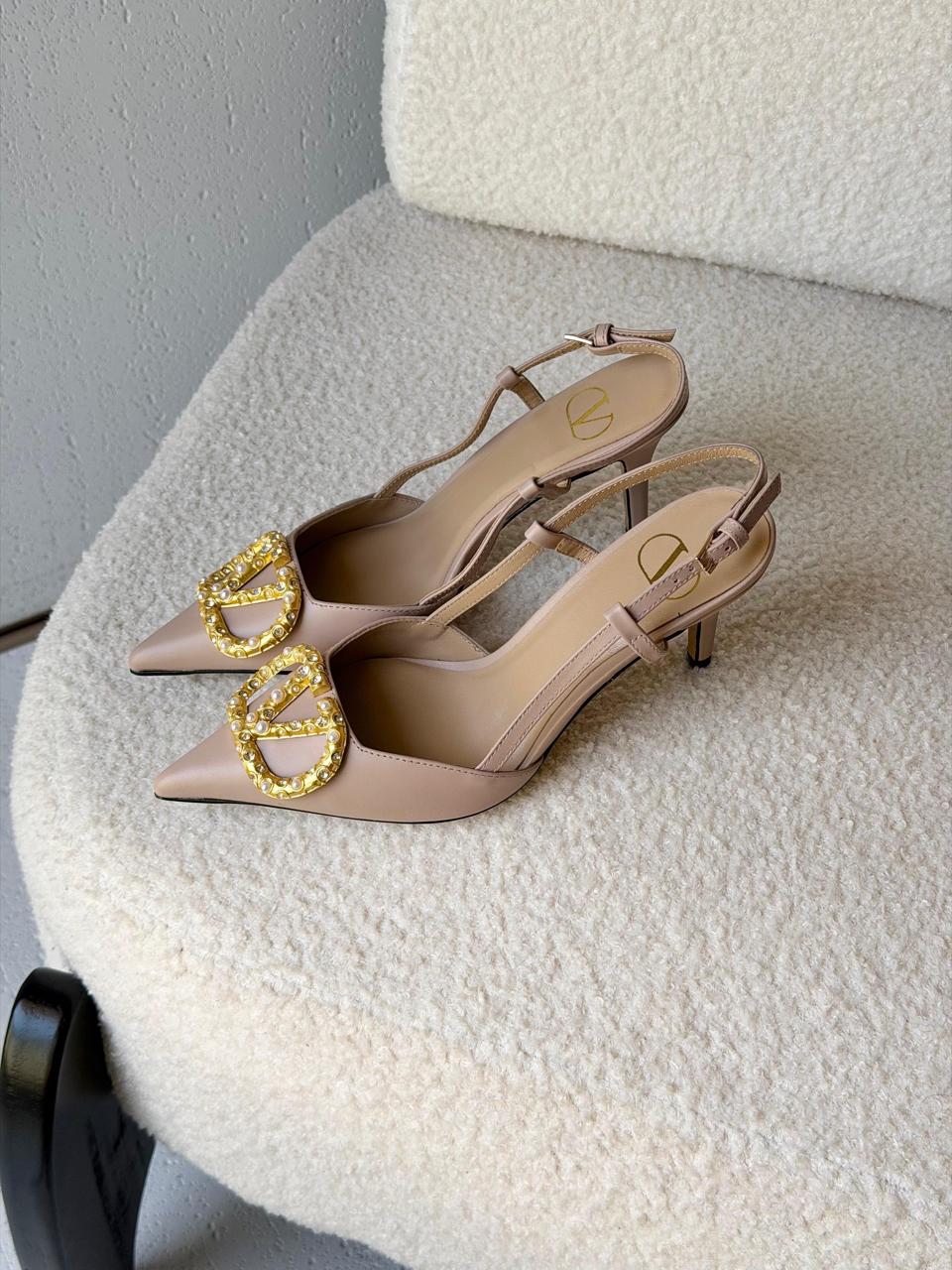 Valentine Garavani VLogo Slingback With Crystal Embellishment