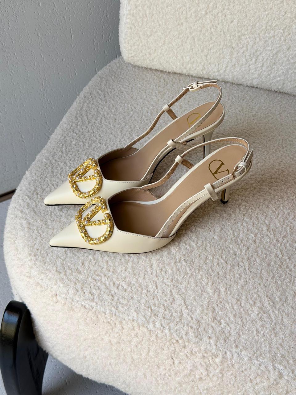 Valentine Garavani VLogo Slingback With Crystal Embellishment
