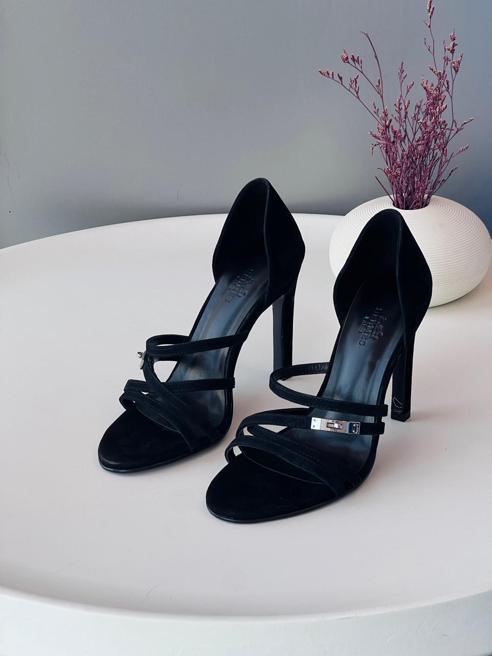 Hermes Black Antique Sandals