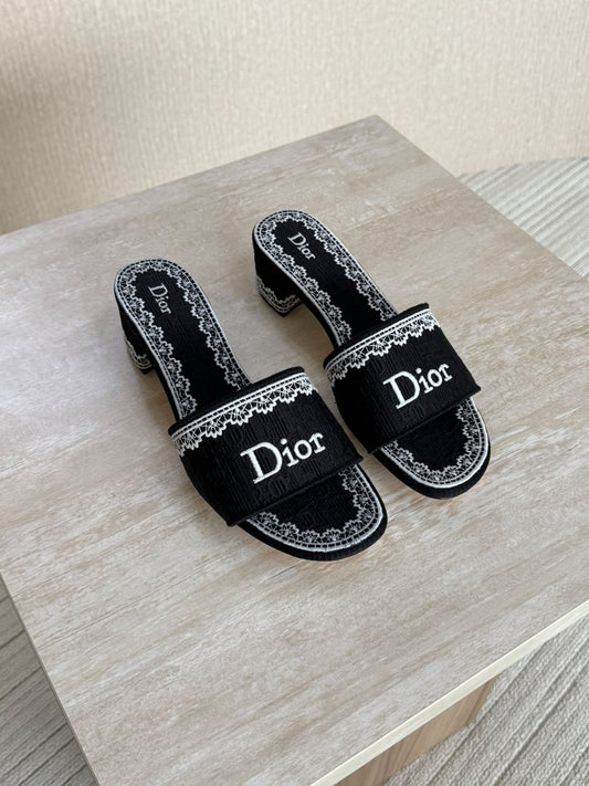 Christian Dior Dentelle Heeled Slide