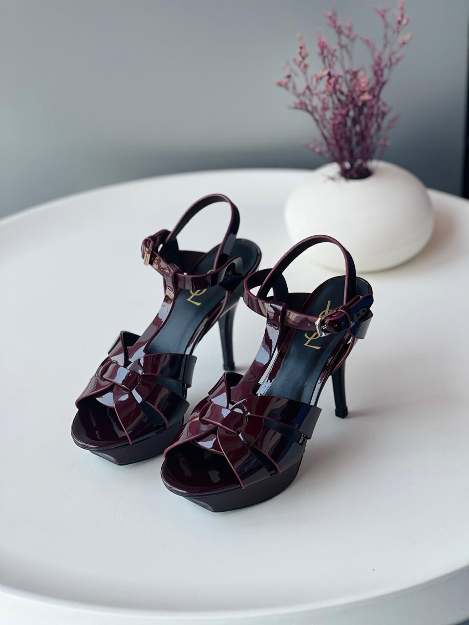YSL Slingback Maroon Heels