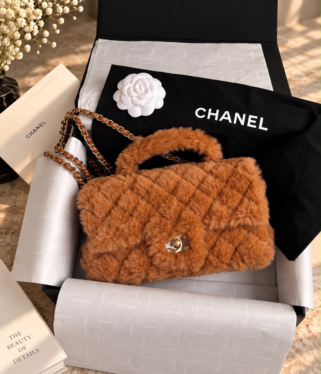 Chanel Lambskin Furry Coco Flap Bag 20 cm