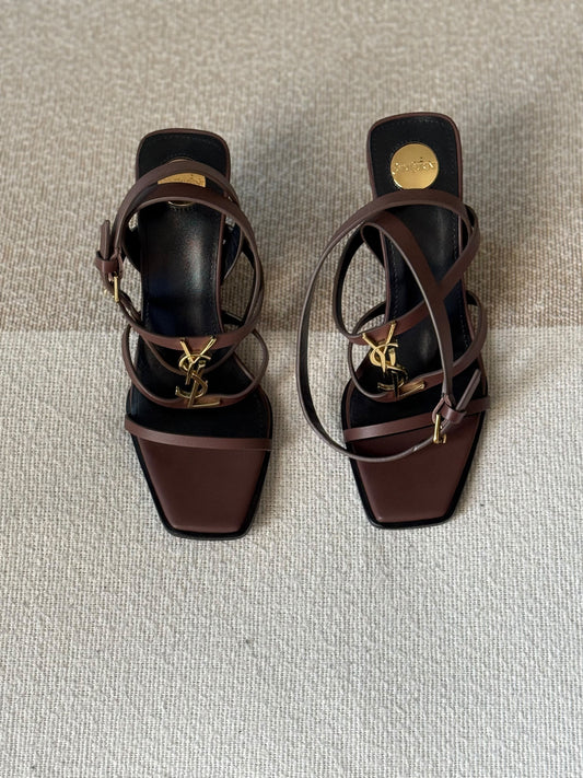 YSL Cassandra Logo Plaque Sandals