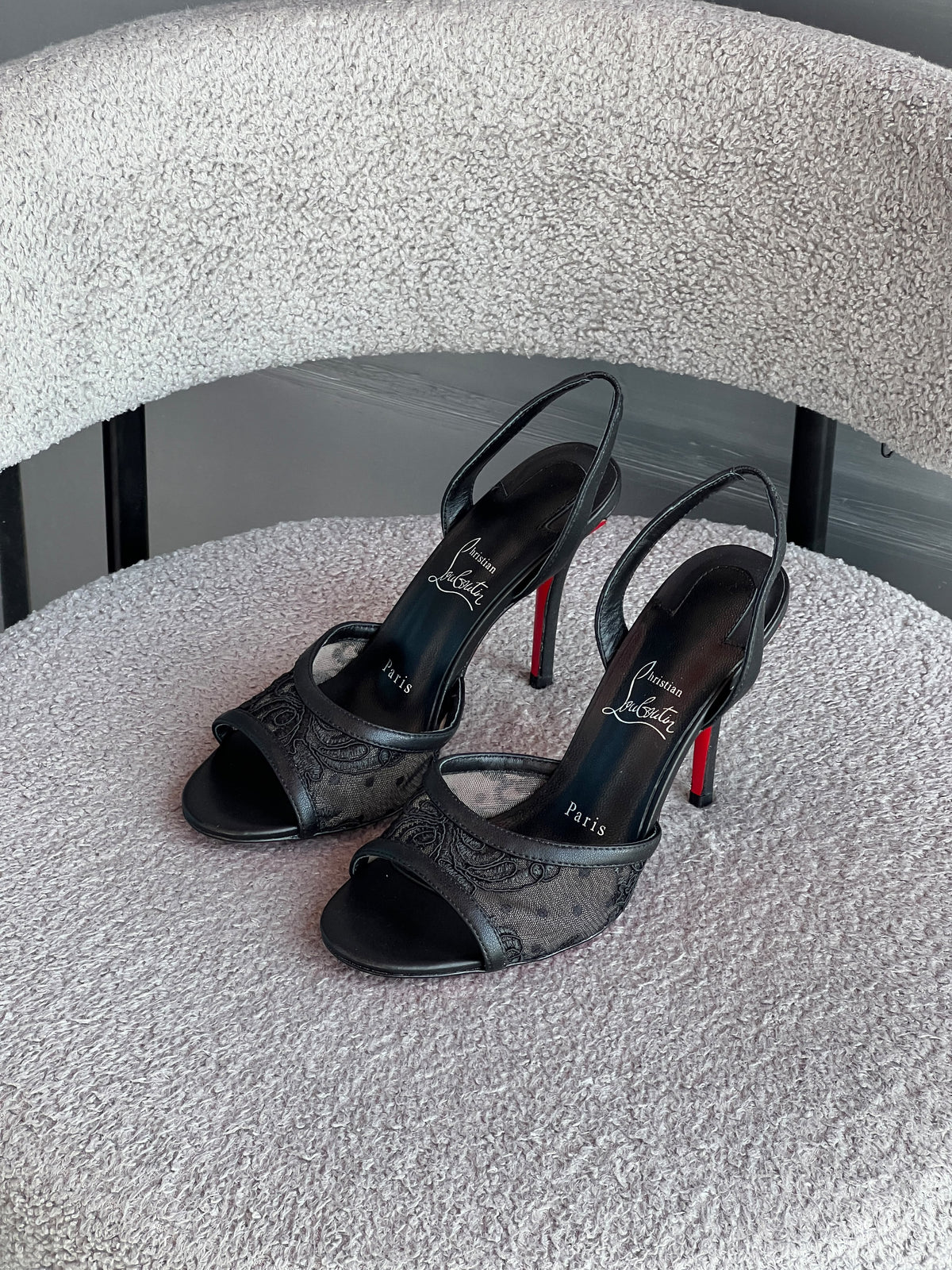 Christian Louboutin Miss Z Lace Slingback Sandals