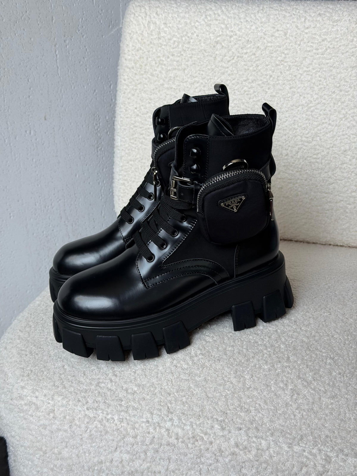Prada Monoilith Leather Boots
