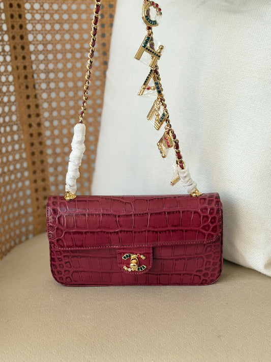 Chanel Classic In Crocodile Embossed Calfskin Leather 20 cm