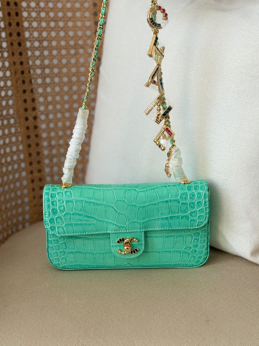 Chanel Classic In Crocodile Embossed Calfskin Leather 20 cm