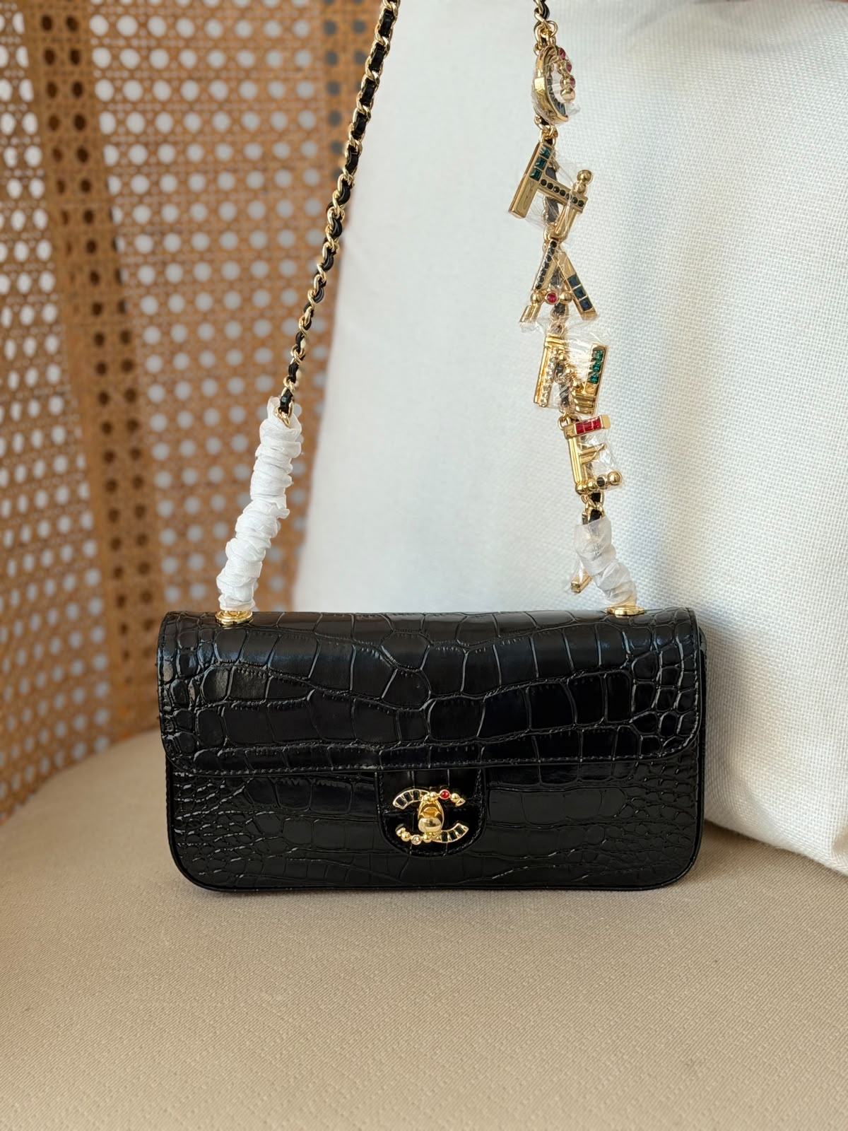 Chanel Classic In Crocodile Embossed Calfskin Leather 20 cm