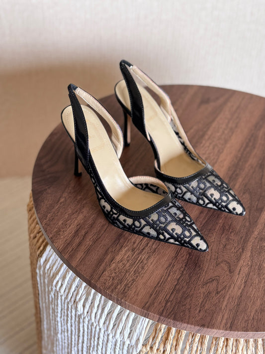 Dior Embroidered Mesh Sligback Sandals