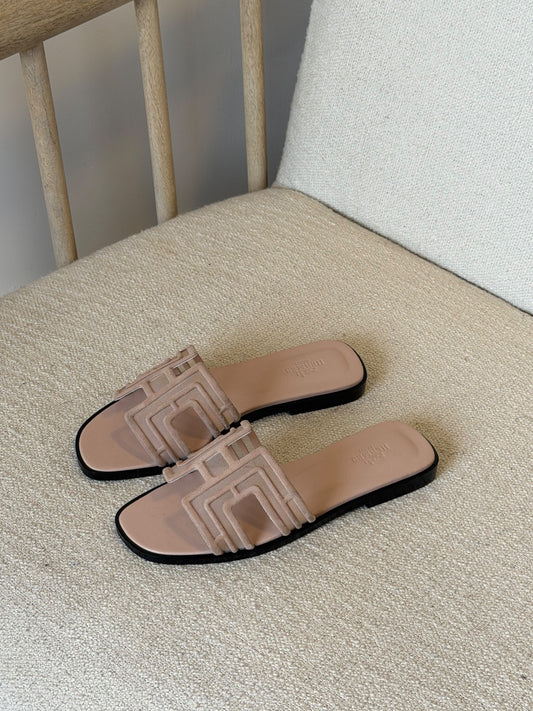 Hermes Oran Sandal In Suede Goatskin & Mesh