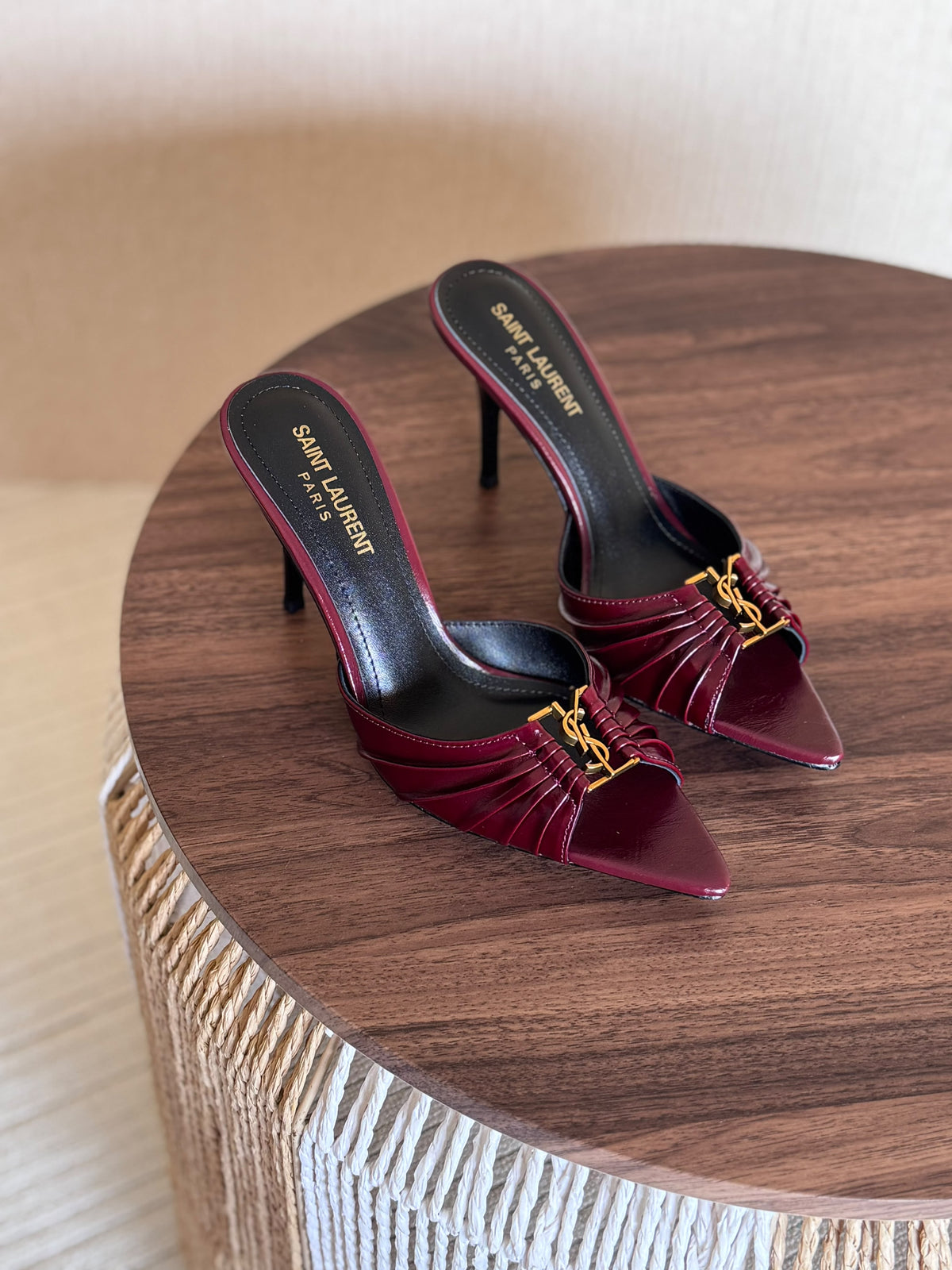 Ysl Babylone 90 Mules in Shinny Leather