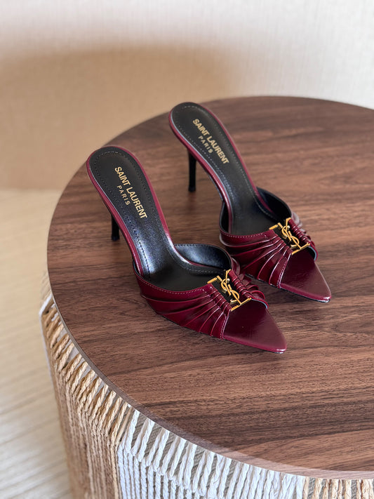 Ysl Babylone 90 Mules in Shinny Leather