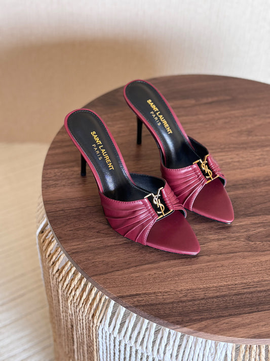 Ysl Babylone 90 Mules in Shinny Leather
