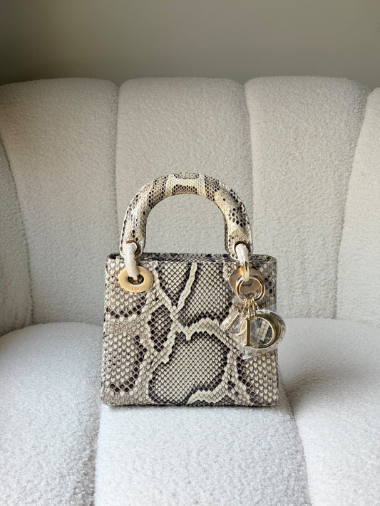 Christian Dior Python Bicolor Mini Lady Dior Bag