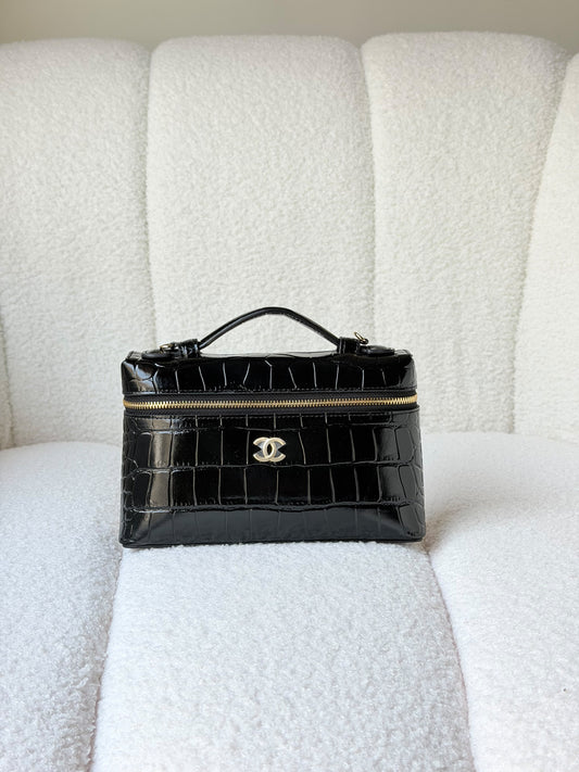 Chanel Crocodile Embossed Slim Vanity Bags
