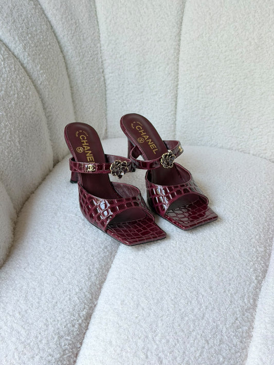 Chanel Crocodile Embossed Calfskin Leather Mules