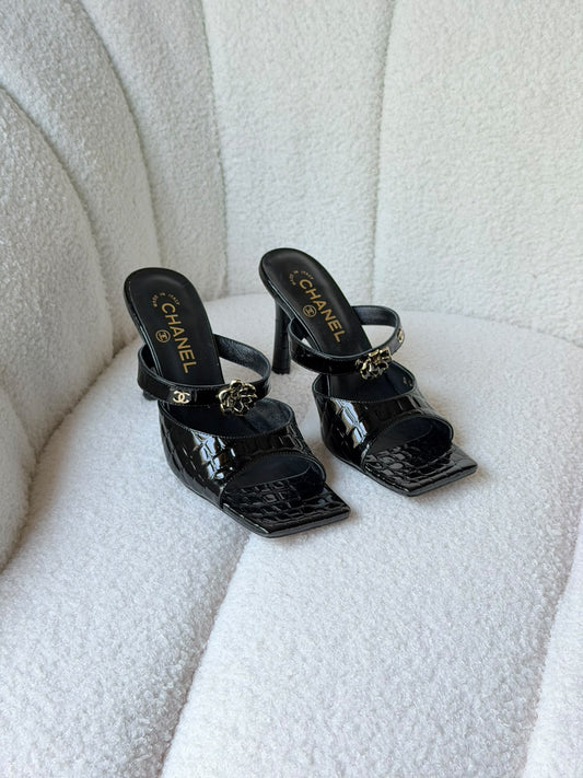 Chanel Crocodile Embossed Calfskin Leather Mules