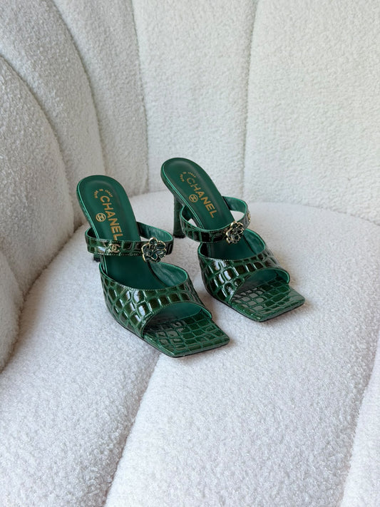 Chanel Crocodile Embossed Calfskin Leather Mules