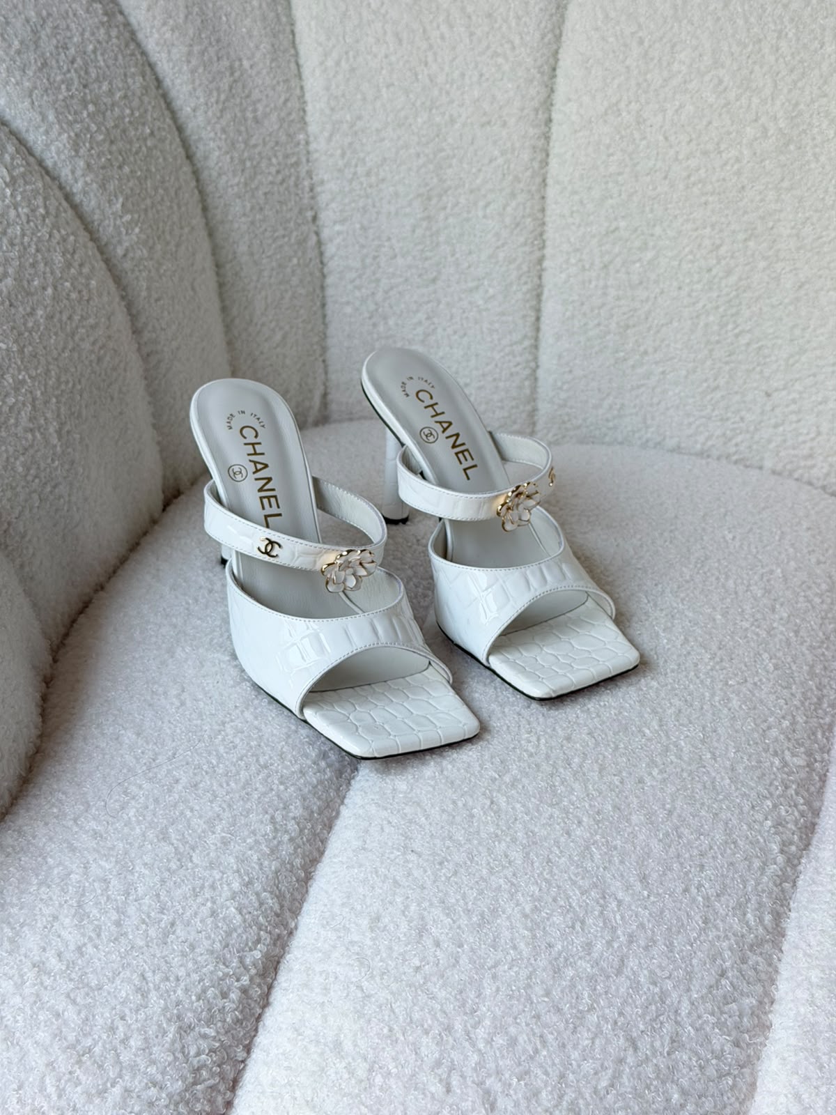 Chanel Crocodile Embossed Calfskin Leather Mules
