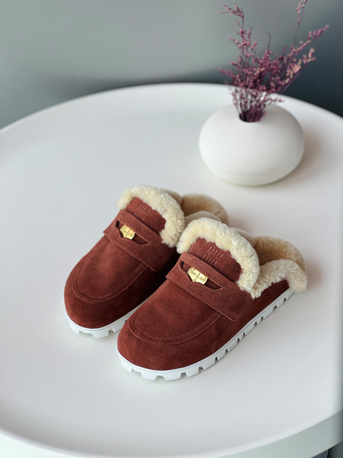 Miu Miu Suede Flat Mules