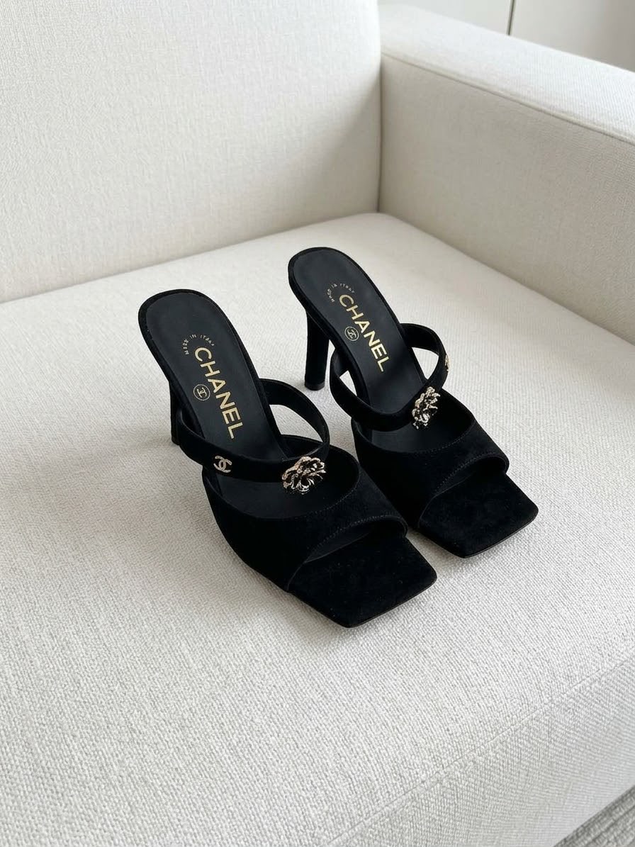 Chanel Suede Mules Heels