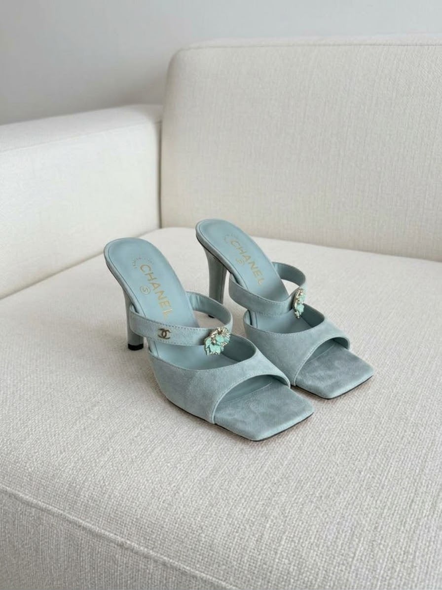 Chanel Suede Mule Heels