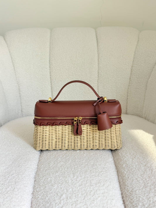 Chanel Small Vanity Straw Leather Shoulder Bag -23 cm
